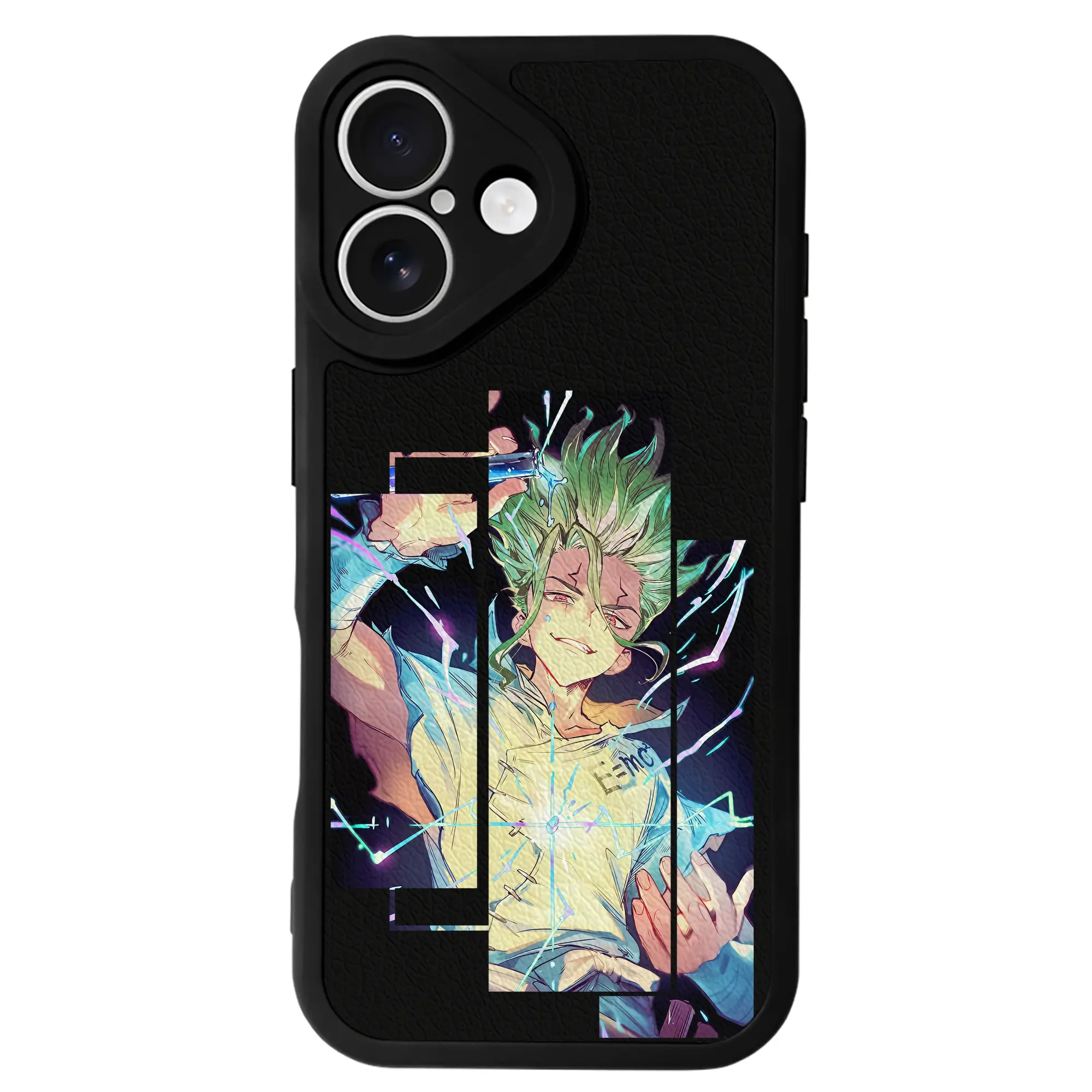 ドクターストーン グッズ,石神千空 - IPhone 16シリーズ対応 ・ シリコンスマホケース ・ レザー調 ・ 高精度フィット ・ 耐衝撃 ・ ワイヤレス充電対応 ・ 精密カット